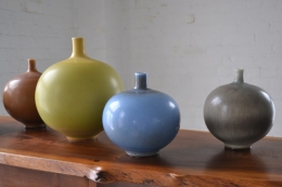 Berndt Friberg, Vases in hare&#039;s fur glazes, Gustavsberg Studio, Sweden, ca. 1950&nbsp;